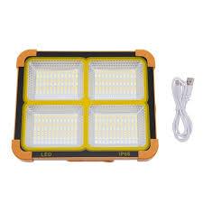 Square 4-panel LED work light with USB charging cable